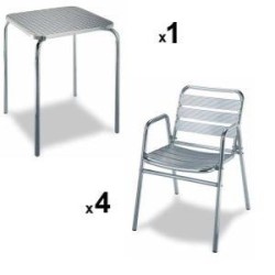 Imagen de Mesa de aluminio + 4 sillas de terraza