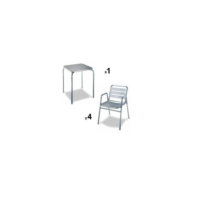 Mesa de aluminio + 4 sillas de terraza