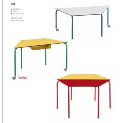 Mesa trapezoidal 135cm - opcional con ruedas