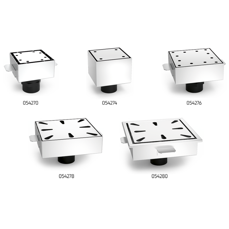 Sumidero sifónico con cestillo salida vertical en acero inoxidable