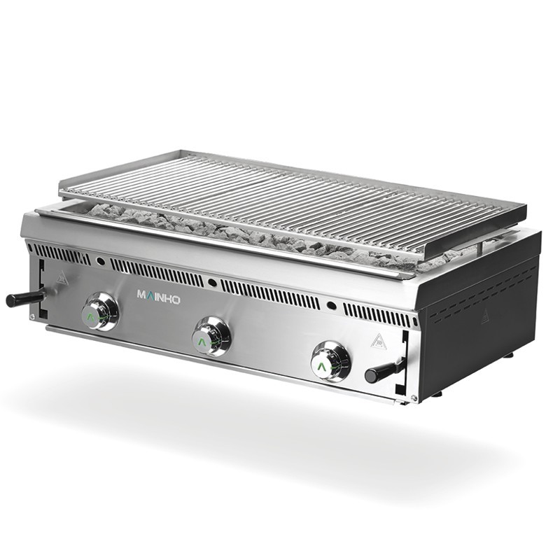 Barbacoa a gas de piedra volcánica MAINHO PBI-90 INOX