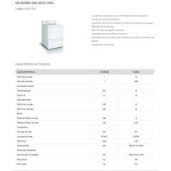 Secadora profesional a GAS de 10Kg. IPSO DD-10 - 230V Monofásica