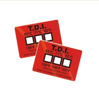 Una etiqueta que mide la temperatura del lavavajillas